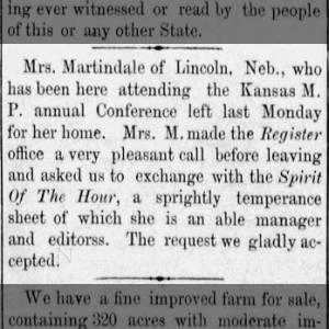 Pauline attends 1878 Kansas MP Conference
