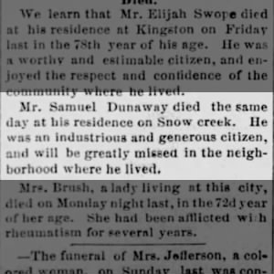 Samuel DUNAWAY death notice