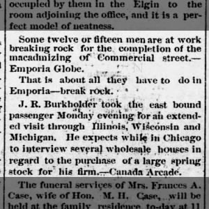 Joseph Reis Burkholder - buying trip-Jan 1887