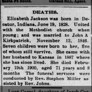 Obituary for Elizabeth Jackson