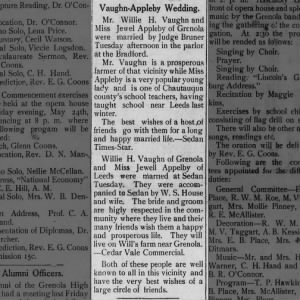 Vaughan - Appleby Marriage