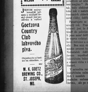 19070213 Kansaske Rozhledy Wilson, Kansas M. K. Goetz Brewing Company Country Club Beer AD