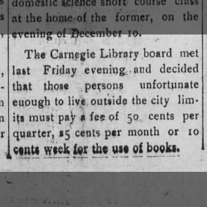 1904 Dec 24, fee outside city for lib. use, College Hill Hustler
