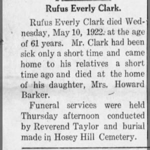 Obituary for Rufus Everly Clark