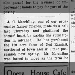 Ned Randall had owned a 120 acre farm in 
Girard, KS 1916