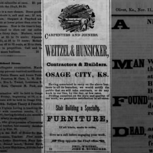 Weitzel & Hunsicker Newspaper Ad