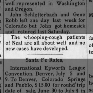Whooping cough in Neal, Kansas