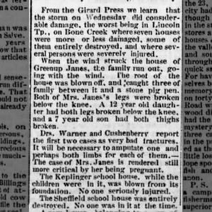 1877 tornado Janes family injured