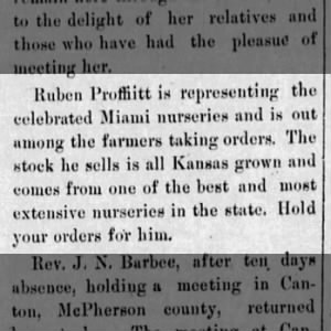 Proffitt, Ruben 1885 Representing Miami Nurseries