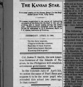 Pearl attended Kansas School for the Deaf 1897?