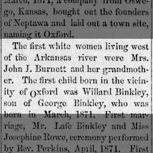 first women settlers Oxford my great-great grandmother and great-great-great grandmother