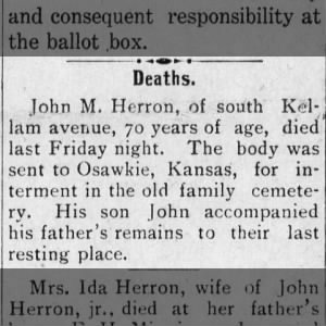 Obituary for John M. Herron