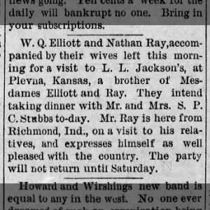 Elliott, William Quincy - 1887 Visiting relatives