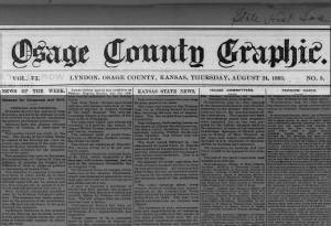 NEWS Osage County Graphic -FRONT PAGE   ~24 Aug 1896 