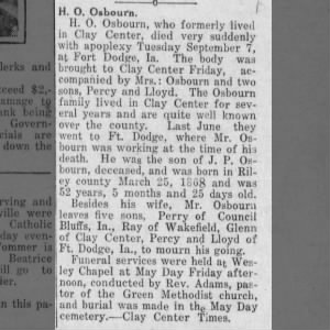 Henry Ort Osbourn's Obituary  7 Sep 1920