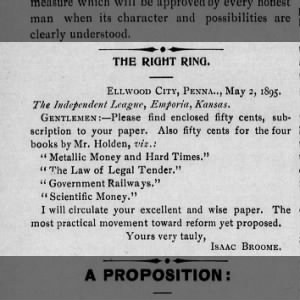 IB letter to the Independent League 1895
