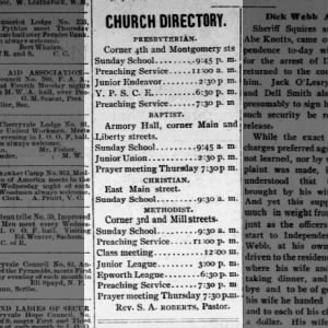 Pastor listed in church directory