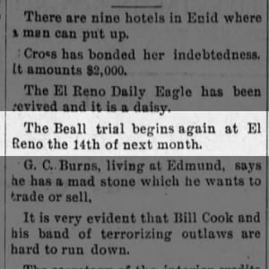 1894 12 01 The Beall trial begins at El Reno ...