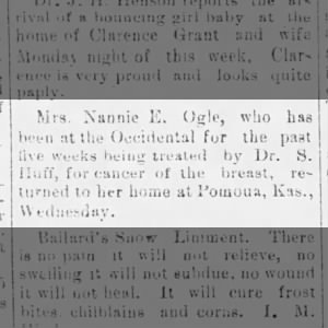 Illness of Nannie Ogle 