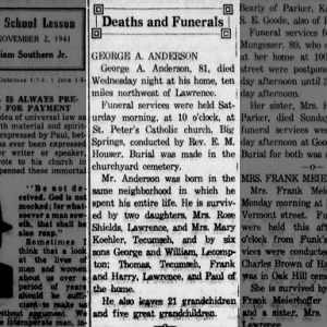 George A Anderson Obituary - Rose Anderson Shields Father