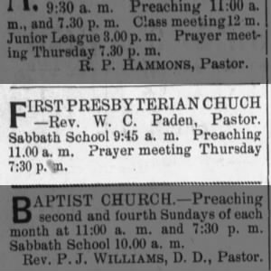 Churches - First Presbyterian Chuch (16 Jan 1896)