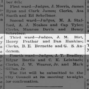 Judges of Election for the 3rd Ward for Tuesday, November 6, 1894.