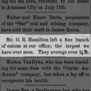 Mr O R Hamilton leaves onions at newspaper office