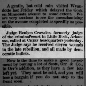 Judge Reuben Crowder war wounds