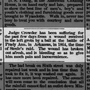 Judge Crowder suffering from old war wound