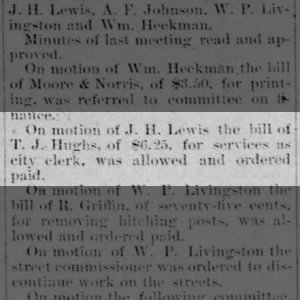 T.J. Hughs Paid for City Clerk Job