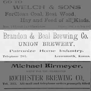 19040213 The Union Leavenworth, Kansas Brandon & Beal Brewing Company AD