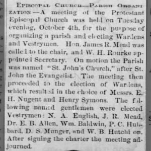 1870 episcopal church formed - munger vestryman