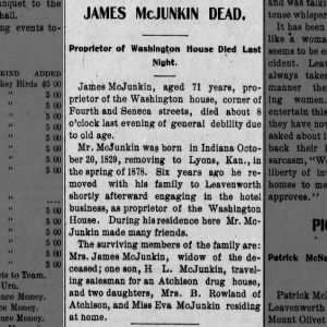 Obituary for JAMES Mc JUNKIN McJunkin