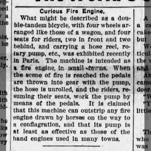 Curious Fire Engine (double tandem bicycle) 1922