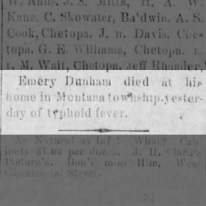 Emery Dunham died