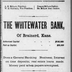 AH McLain 18890105 President Whitewater Bank
