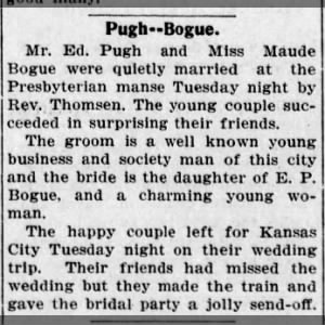 Pugh -- Bogue Wedding Announcement