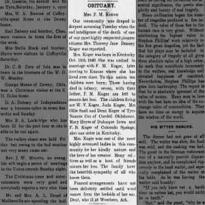 Tyro Telegram (Tyro, Kansas) Thur Dec 30 1909  page 1