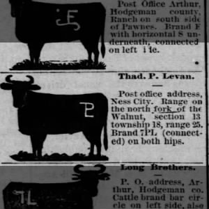 Thaddeus P. Levan, Cattle Brand & cattle range
