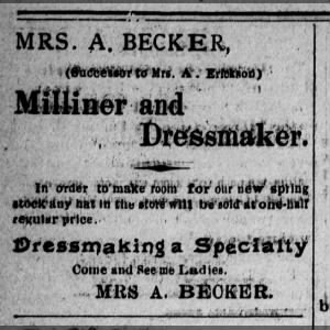 Mrs. Becker, dressmaker