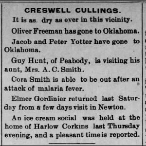 Peter and Jacob Yotter to Okla. Peabody News p4 24 Jul 1901