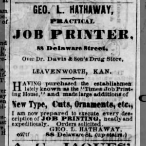 1869 10Oct20 Wed p4_Geo L Hathaway Practical Job Printer.88 Delaware St. The Daily Call