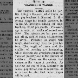 Teachers Salaries 1879