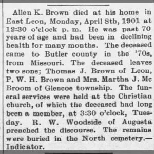 Obituary for Allen K. Brown