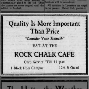 Rock Chalk Cafe [Carl Webring occupation, 1925] (1931)