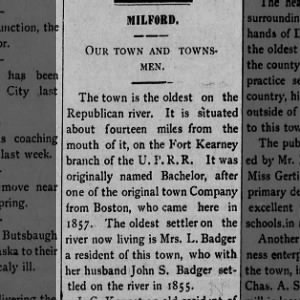 Milford Times 10 Nov 1892 (Lucinda Badger)