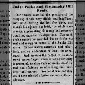 Judge Parks, Smoky Hill Route