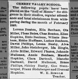 Cherry Valley Students, 1893