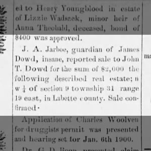James Dowd property sold to John T. Dowd