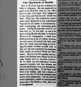 Ford G W obit Kansas City The Evening Spy 14 Jan 1882 4:1